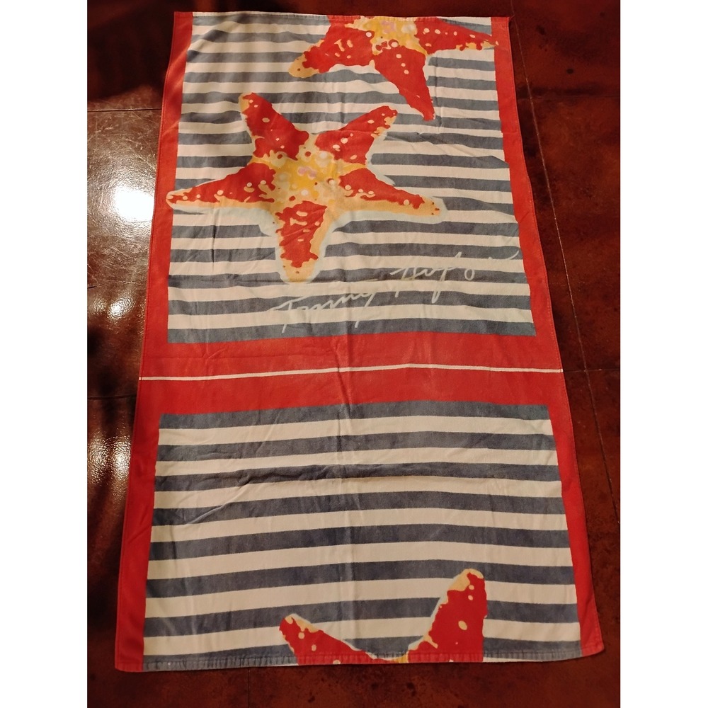 Tommy Hilfiger Starfish Striped Beach Towel Red White Blue 60x35